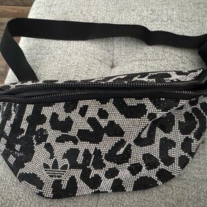 Adidas Black and Silver Rhinestone Waist Bag